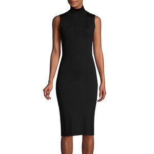 Classic black turtleneck sleeveless ribbed dress
